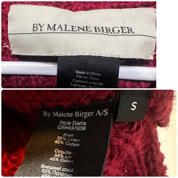 By Malene Birger Chunky Knit Linen Long Vest Womens Small Red Preppy Fisherman - Picture 6 of 16